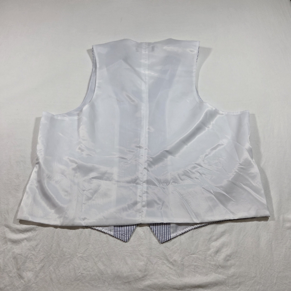 Saddlebred Vest Men's White and Blue Pinstripe Vest Cotton Large Business Casual - Picture 6 of 9